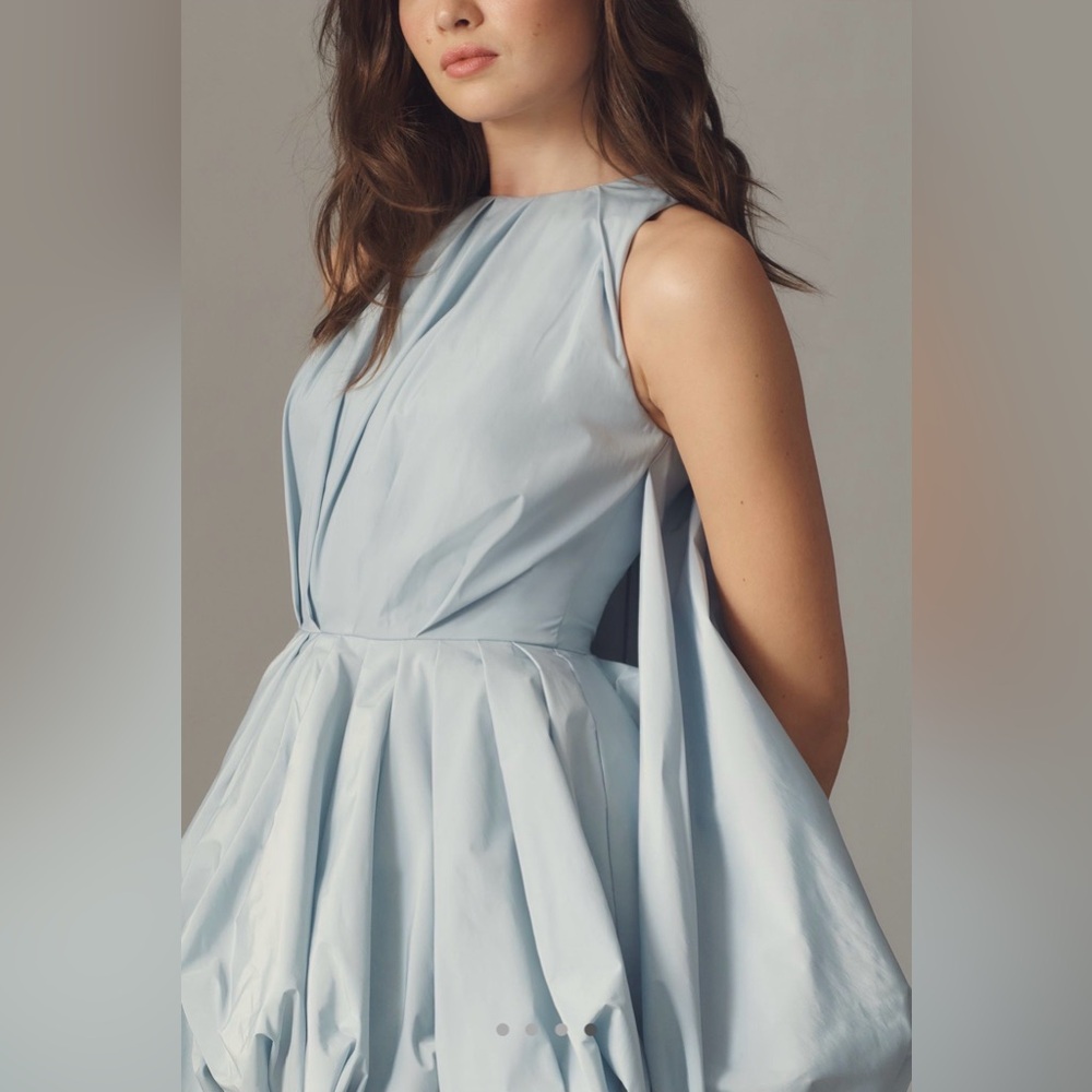 Mac Duggal Light Blue Sleeveless Taffeta Bubble Mini Dress - Picture 4 of 12